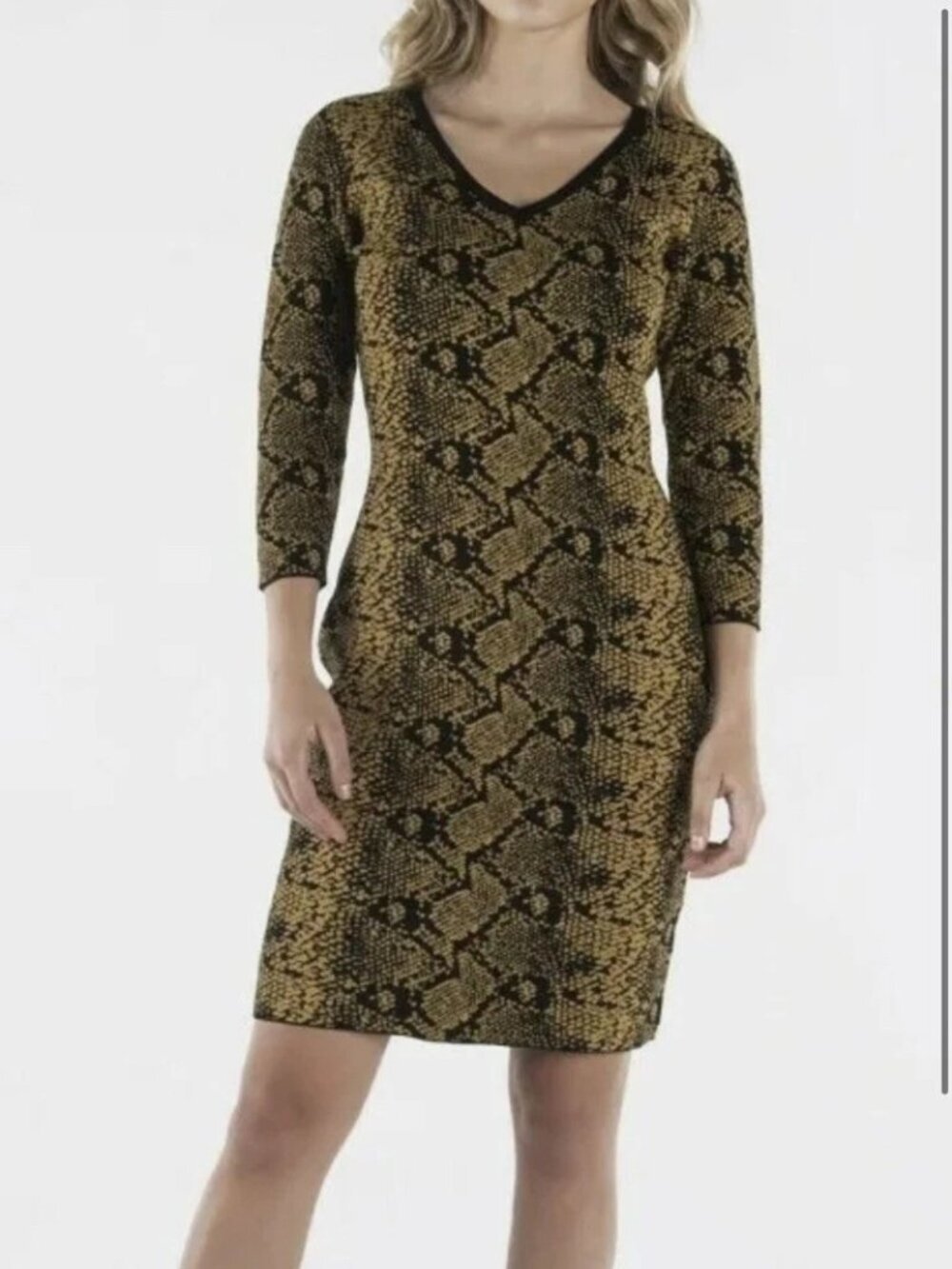 Nanette by Nanette Lepore Size Medium V-Neck 3/4 Sleeve Sheath Sweater Dress NWT